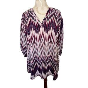 Est 1946 Women's Pattern 3/4 Sleeve Tunic Blouse Size 14/16 (XL)
